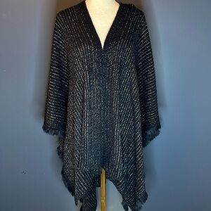 Molly Bracken-ladies knitted poncho, B211AH, one size, open front, navy